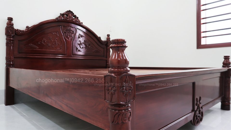 GIƯỜNG GỖ CĂM XE | CỘT TRÒN